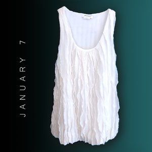 JANUARY 7 ribbed ruffles white tank top, textured shirt, formal tank size S